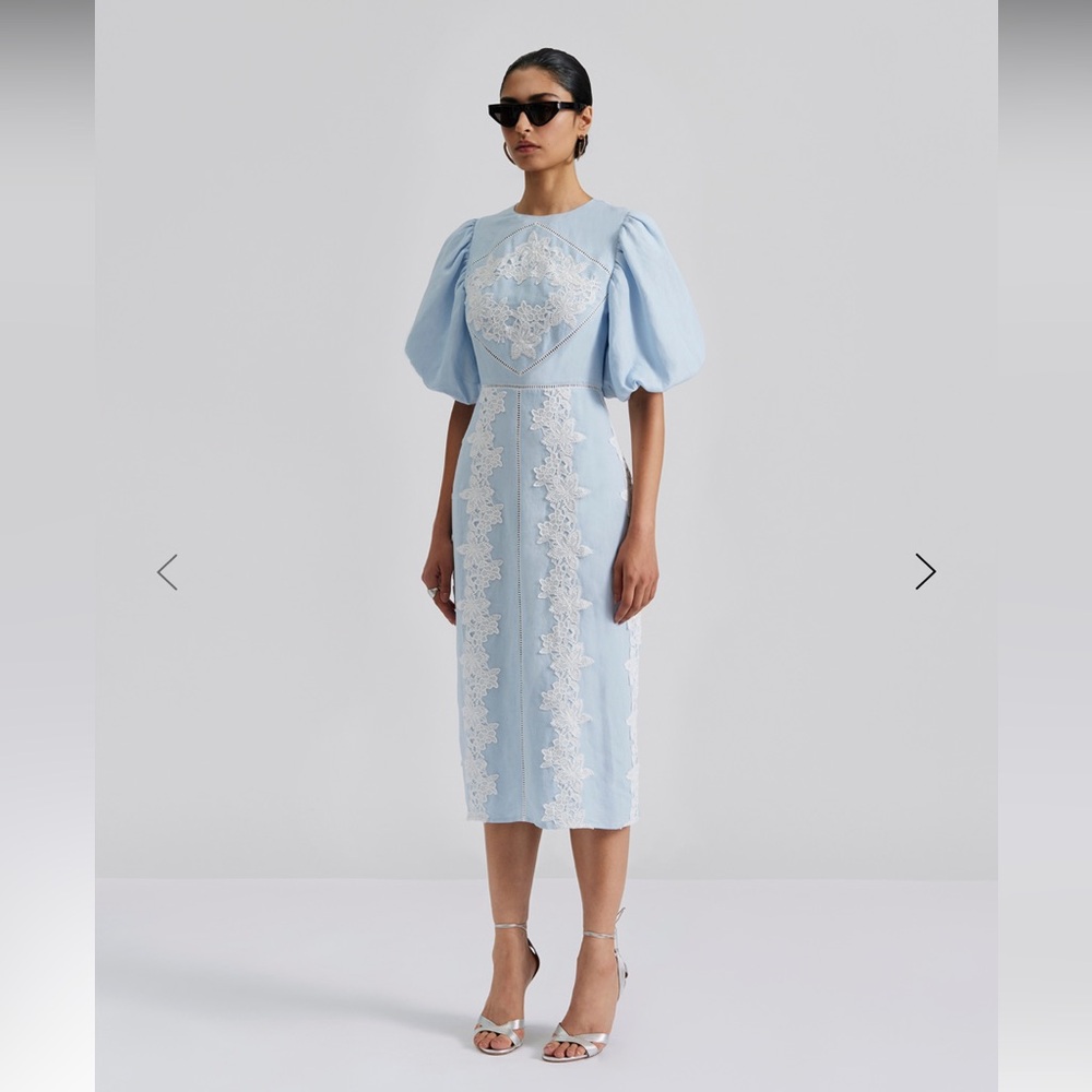 NWT Malina Rudy Embroidered Linen midi dress. Medium